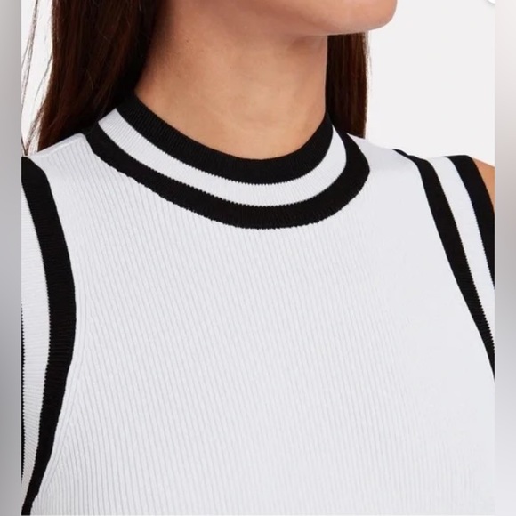 Rag & Bone Priya Crewneck Knit Tank in White with Black Trim Size M - Picture 4 of 12